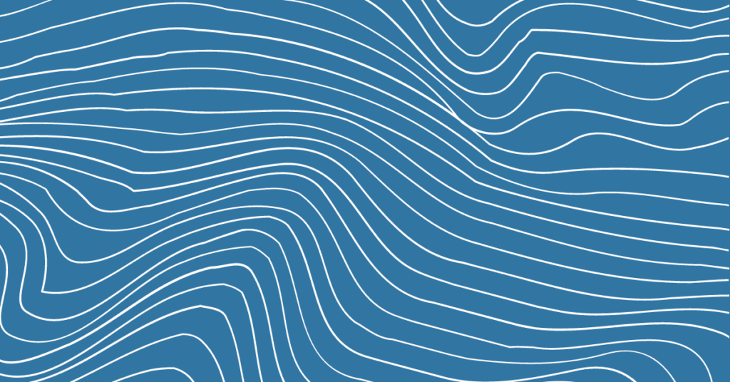 A dark blue background with squiggly lines.