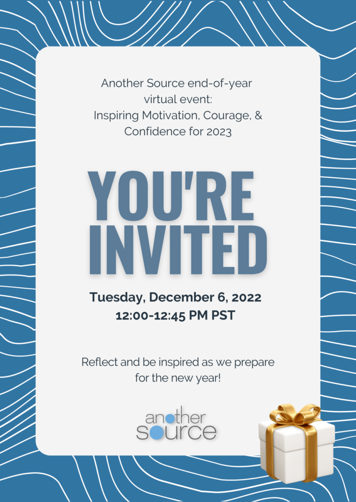 Invitation for Another Source end-of-year event on December 6, 2022.