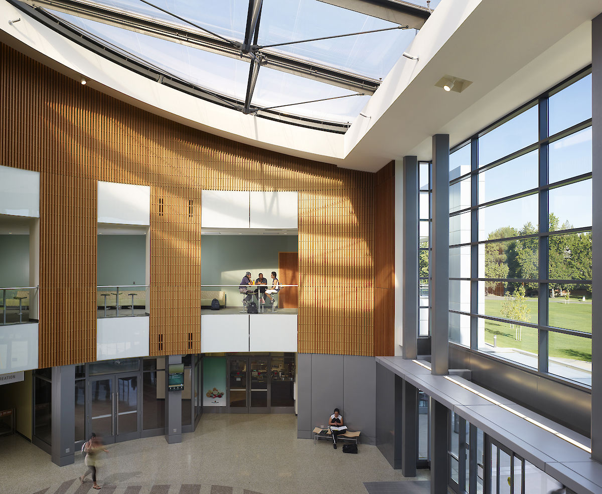 The view from inside Sac State's The Well, a student Recreation and Wellness Center.